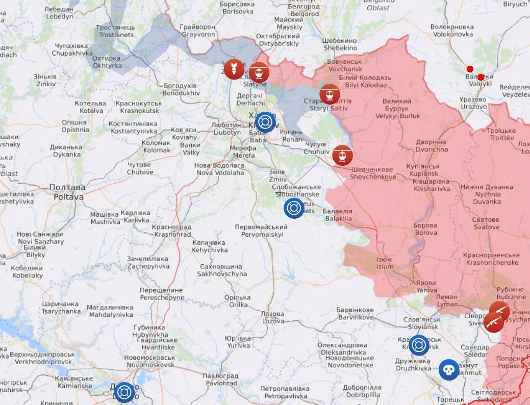 карта бойових дій на Харківщині 12 липня