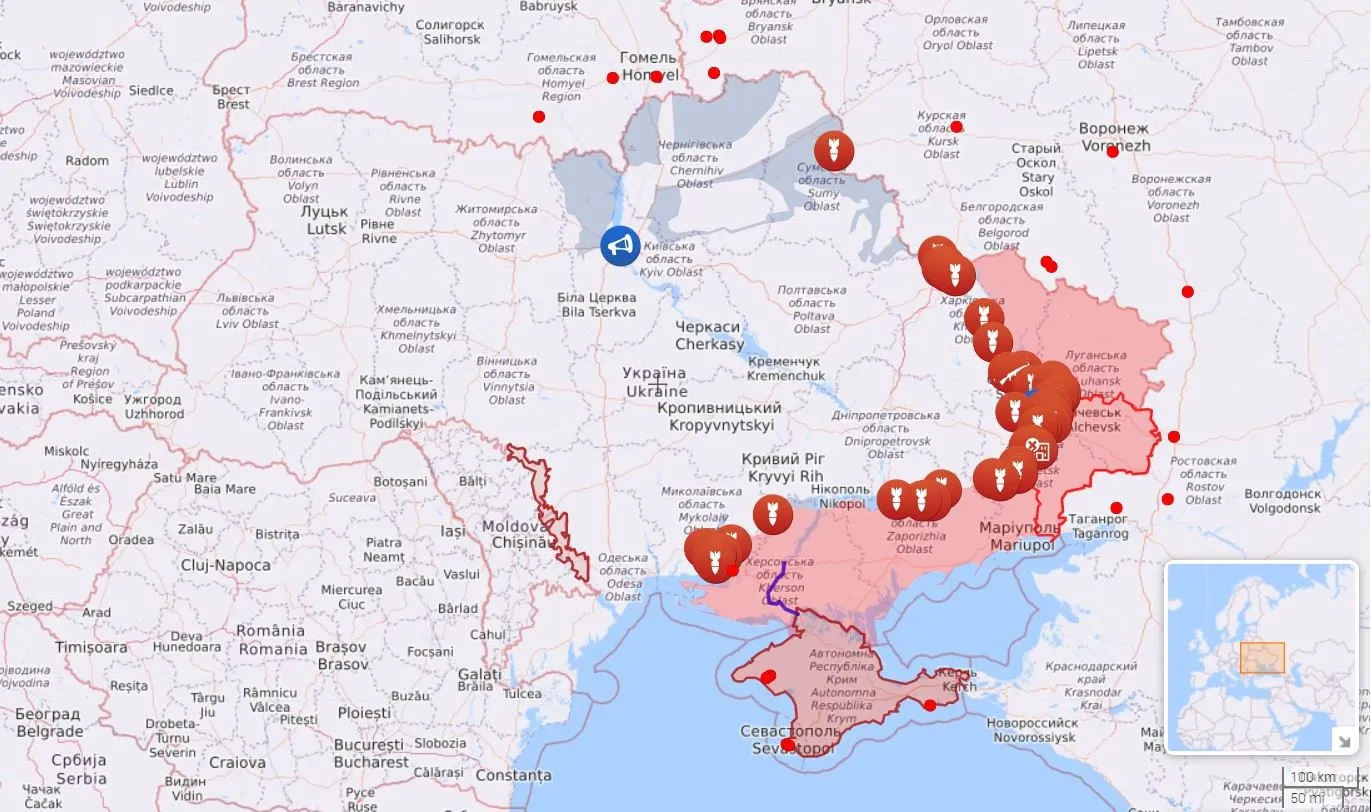 Карта бойових дій станом на 14 липня Карта бойових дій станом на 14 липня