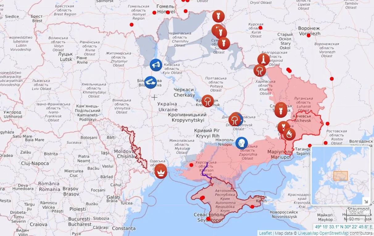 Карта бойових дій станом на 16 липня Карта бойових дій станом на 16 липня