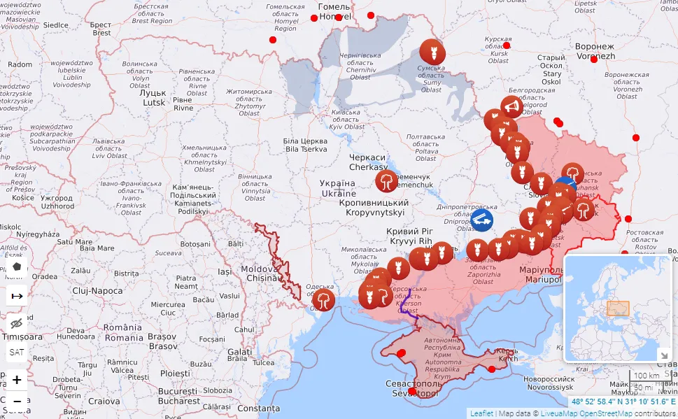 Карта бойових дій в Україні Карта бойових дій в Україні