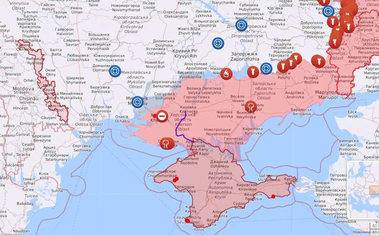 карта на Півдні