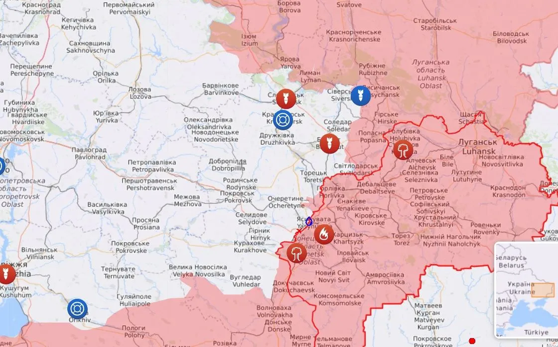 Карта бойових дій на Донбасі Карта бойових дій на Донбасі
