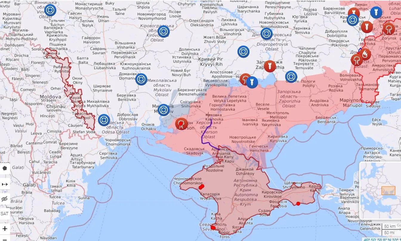 карта на Півдні