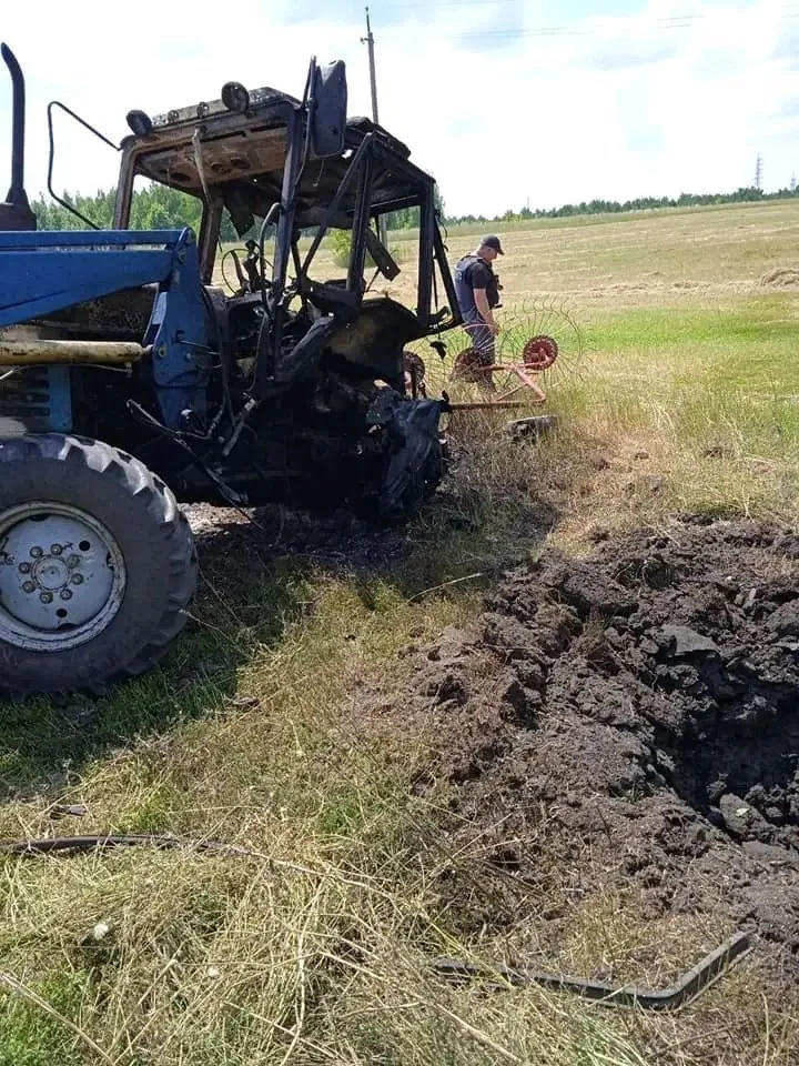 Взрыв трактора в Харьковской области