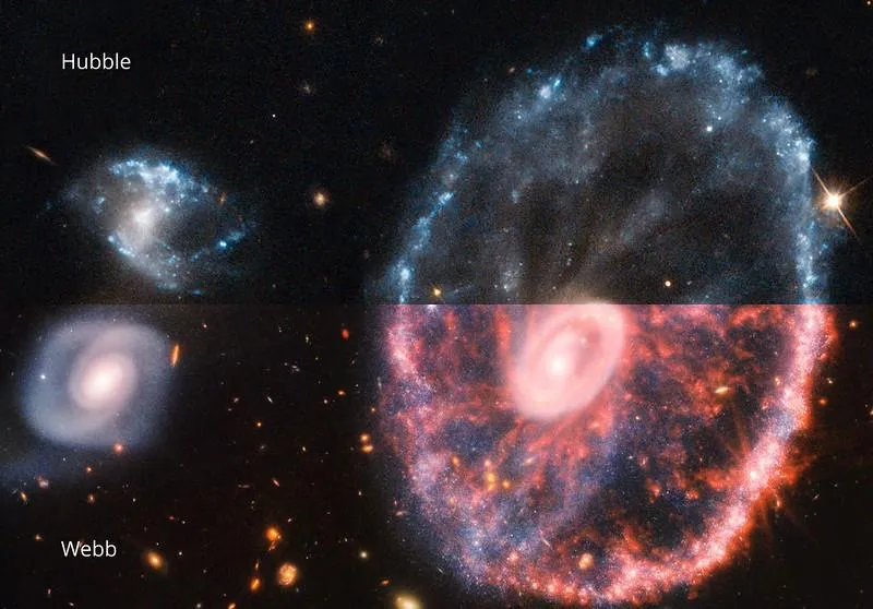 Сравнение Колеса Тележки на фото с двух телескопов