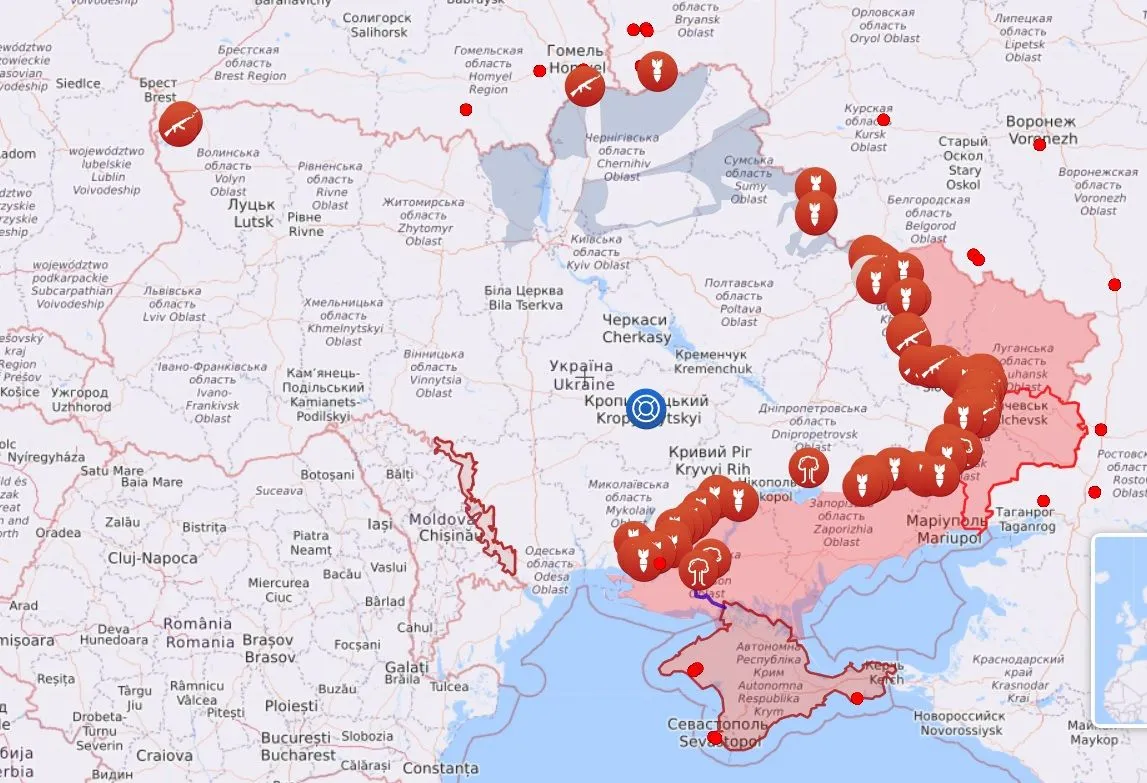 Карта боевых действий на 5 августа Карта боевых действий на 5 августа