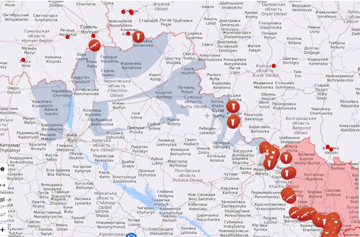 Карта боевых действий 5 августа Карта боевых действий 5 августа