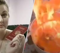 "Почекаю, коли весь світ буде росія": пропагандистка спалила свій закордонний паспорт