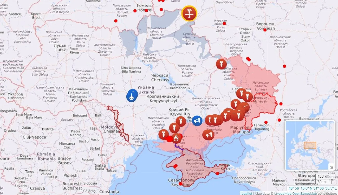 Карта бойових дій станом на 9 серпня Карта бойових дій станом на 9 серпня