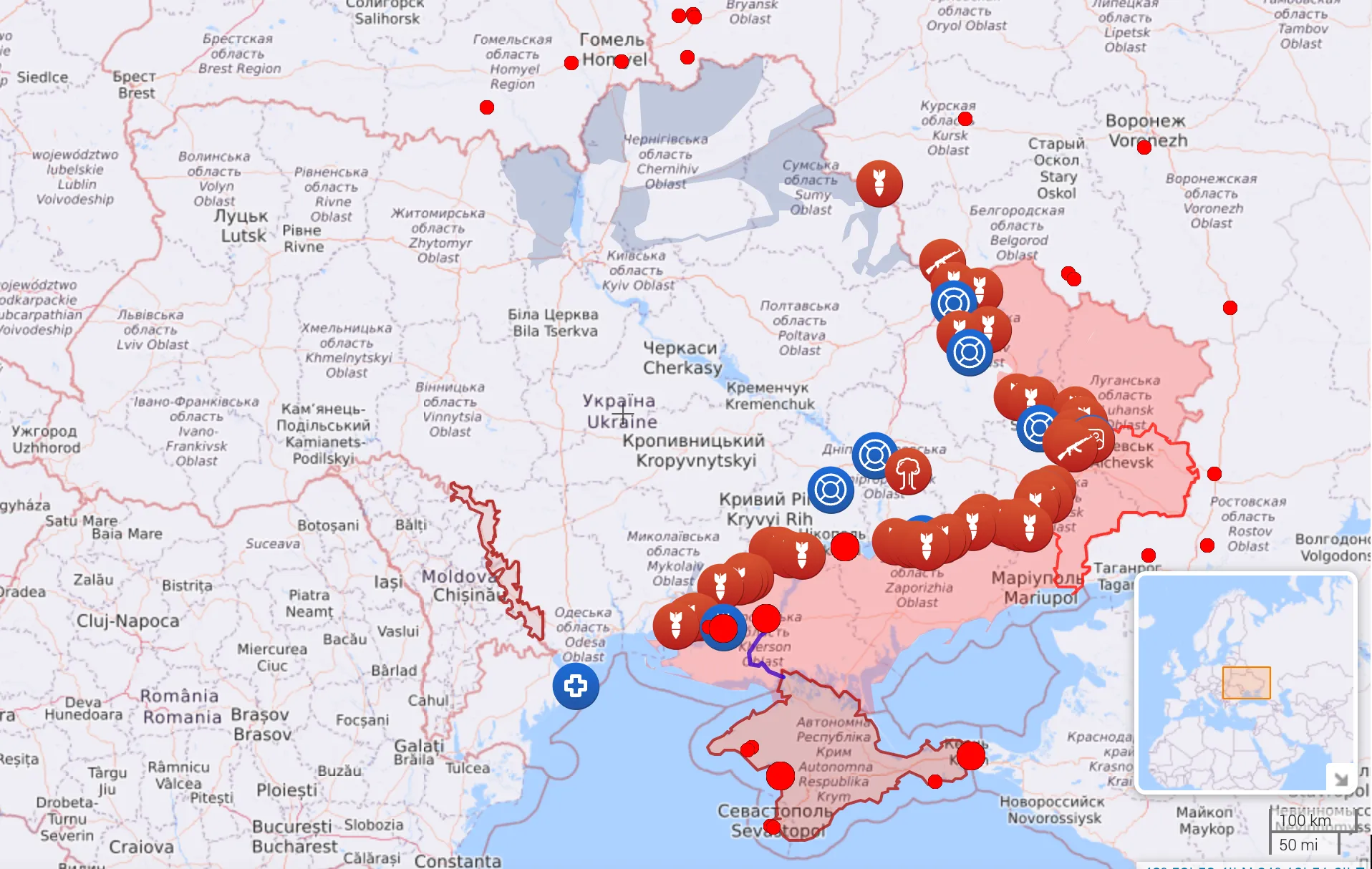 Карта бойових дій в Україні Карта бойових дій в Україні
