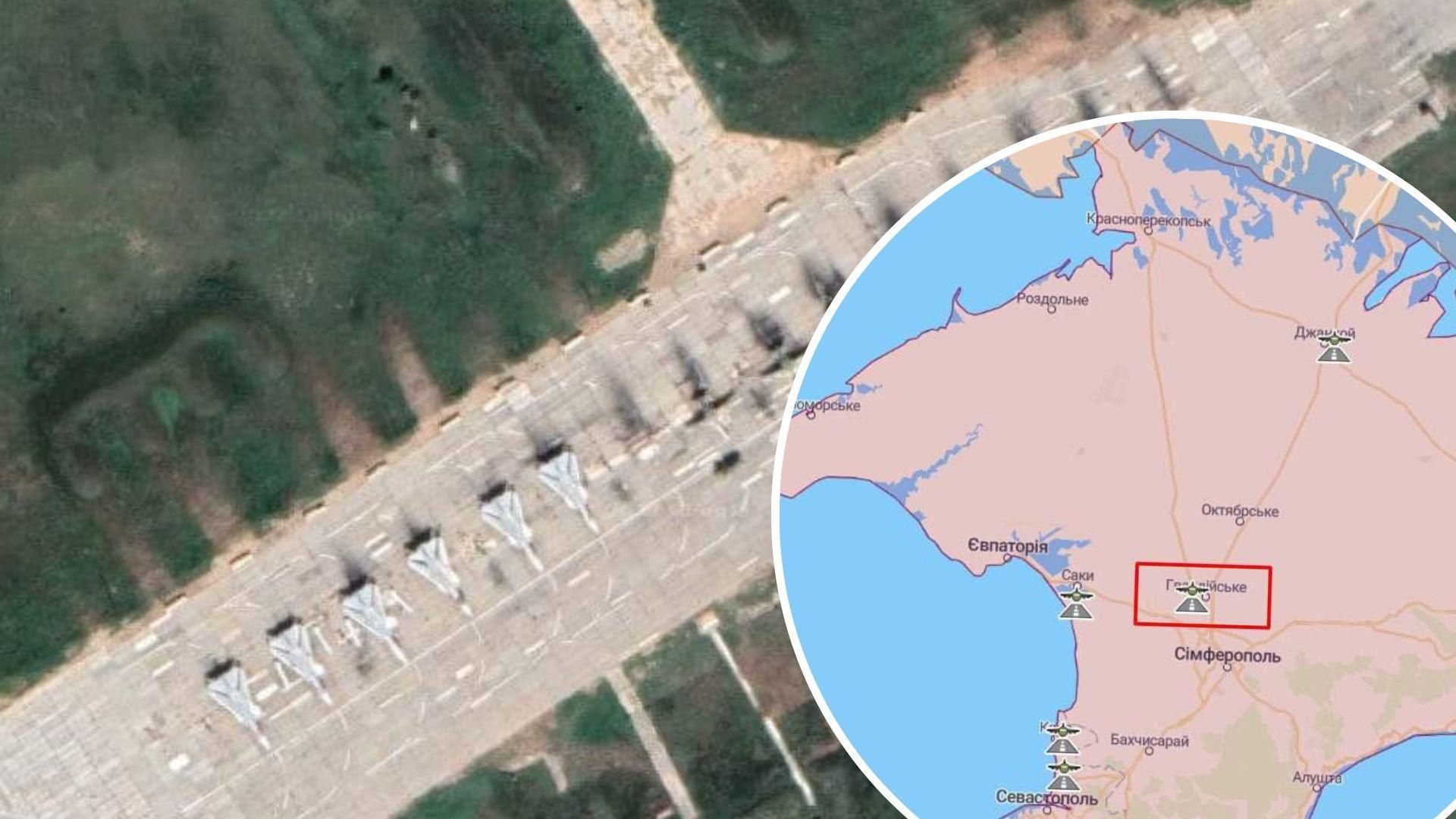Де розташований аеродром Гвардійське в Криму - карта