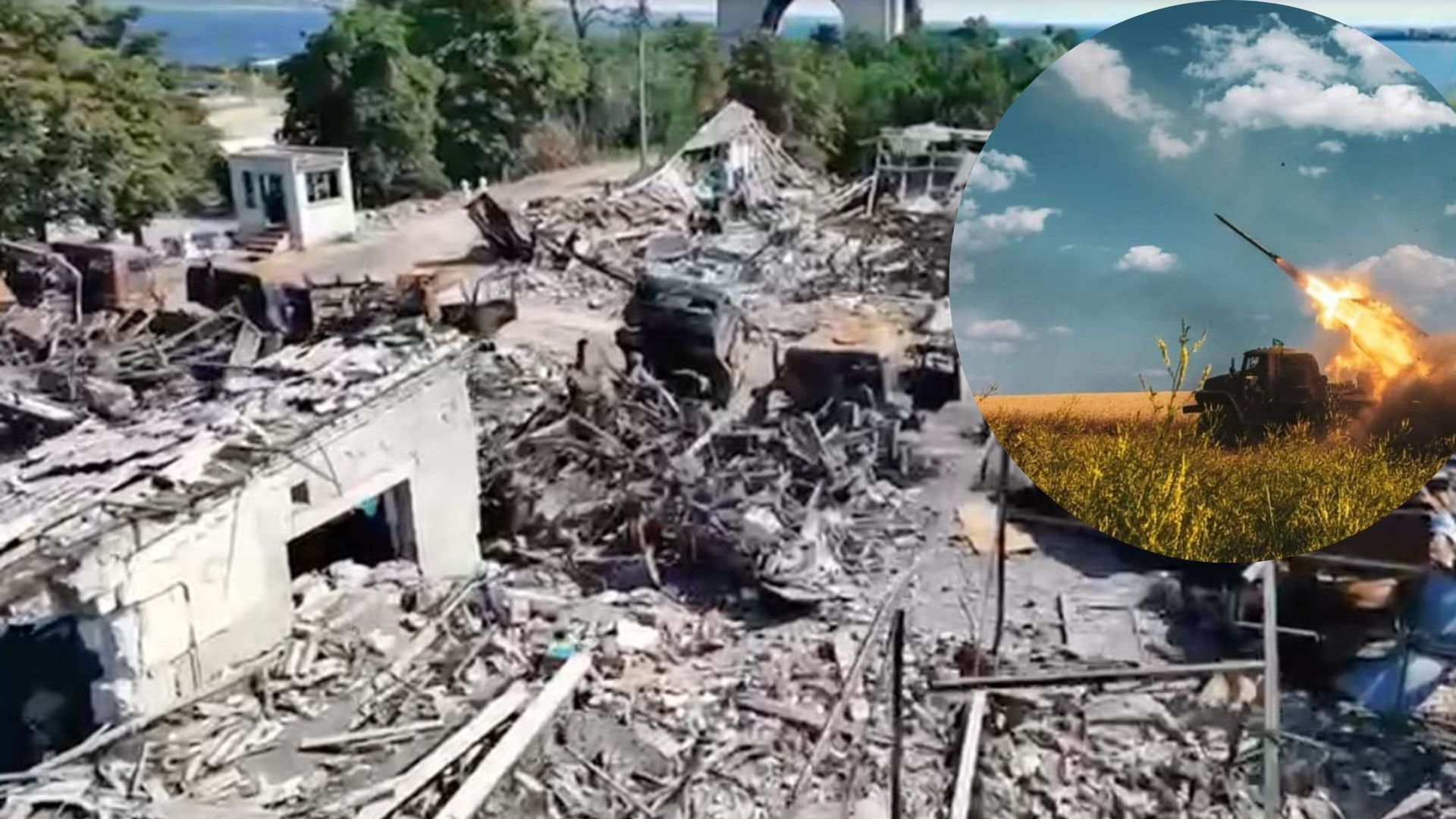 Від бази окупантів у Новій Каховці майже нічого не залишилось Від бази окупантів у Новій Каховці майже нічого не залишилось