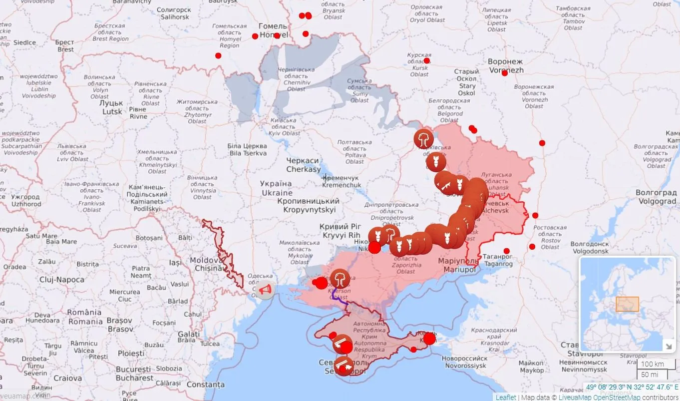 Карта боевых действий по состоянию на 20 августа