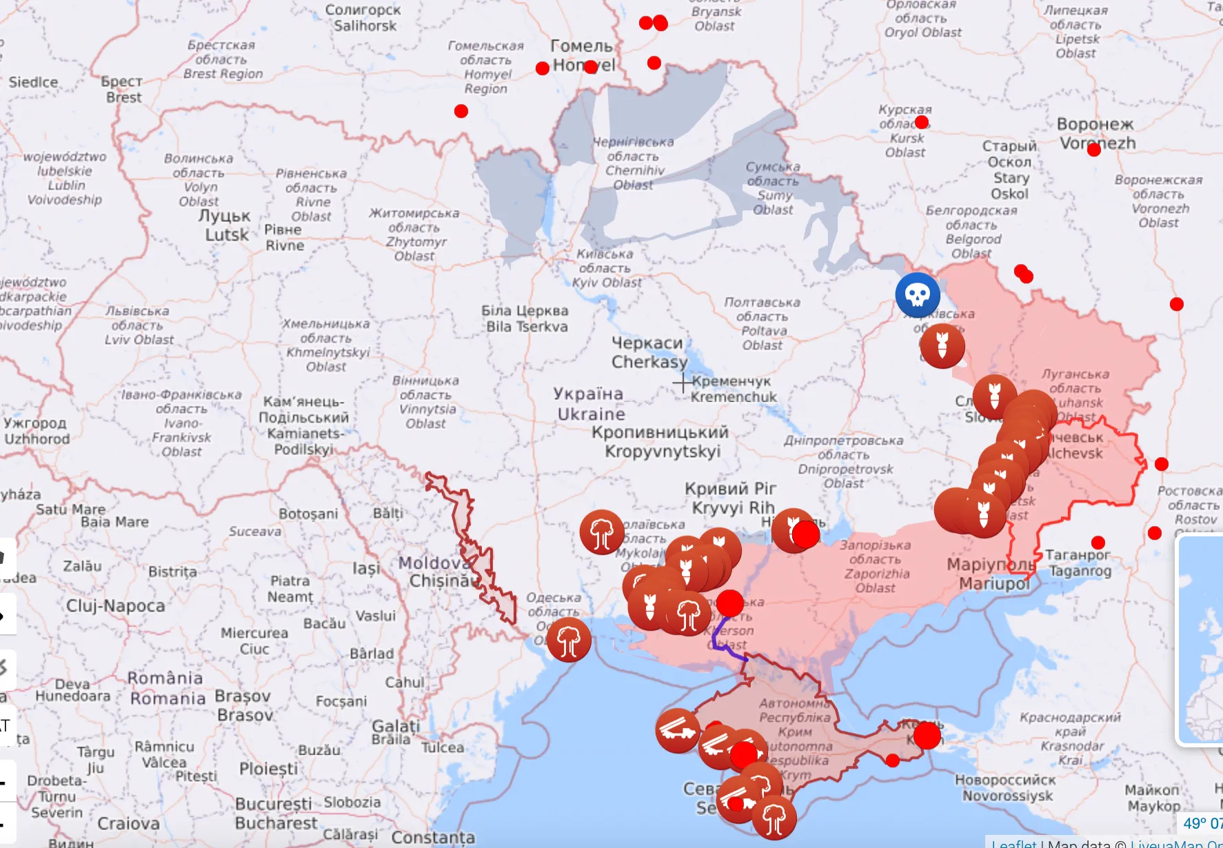Карта бойових дій в Україні Карта бойових дій в Україні