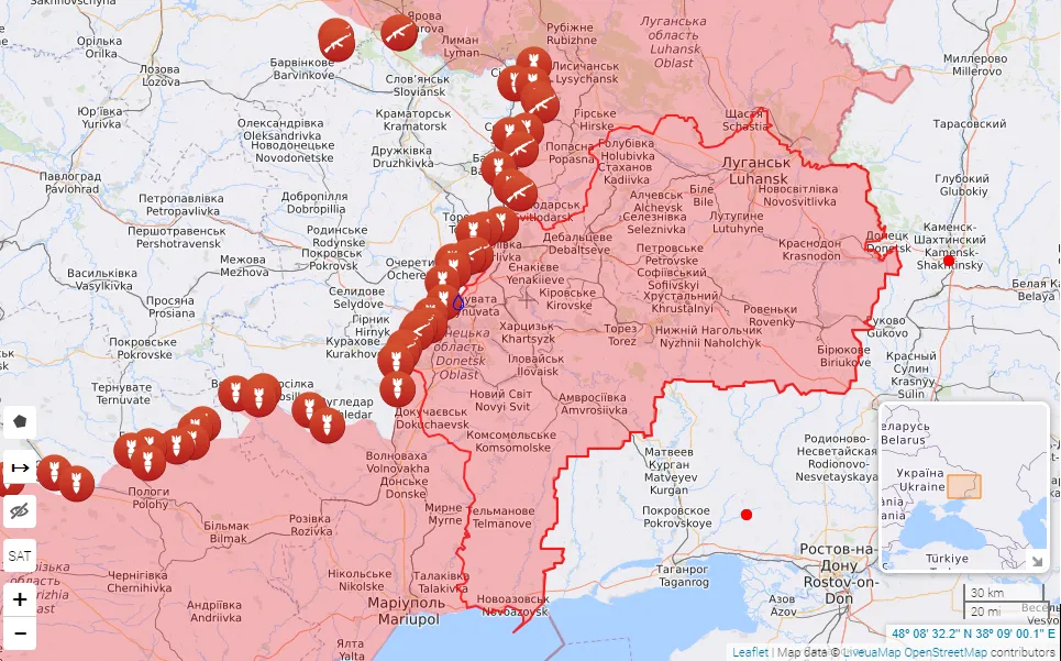 Карта боевых действий в Украине Карта боевых действий в Украине