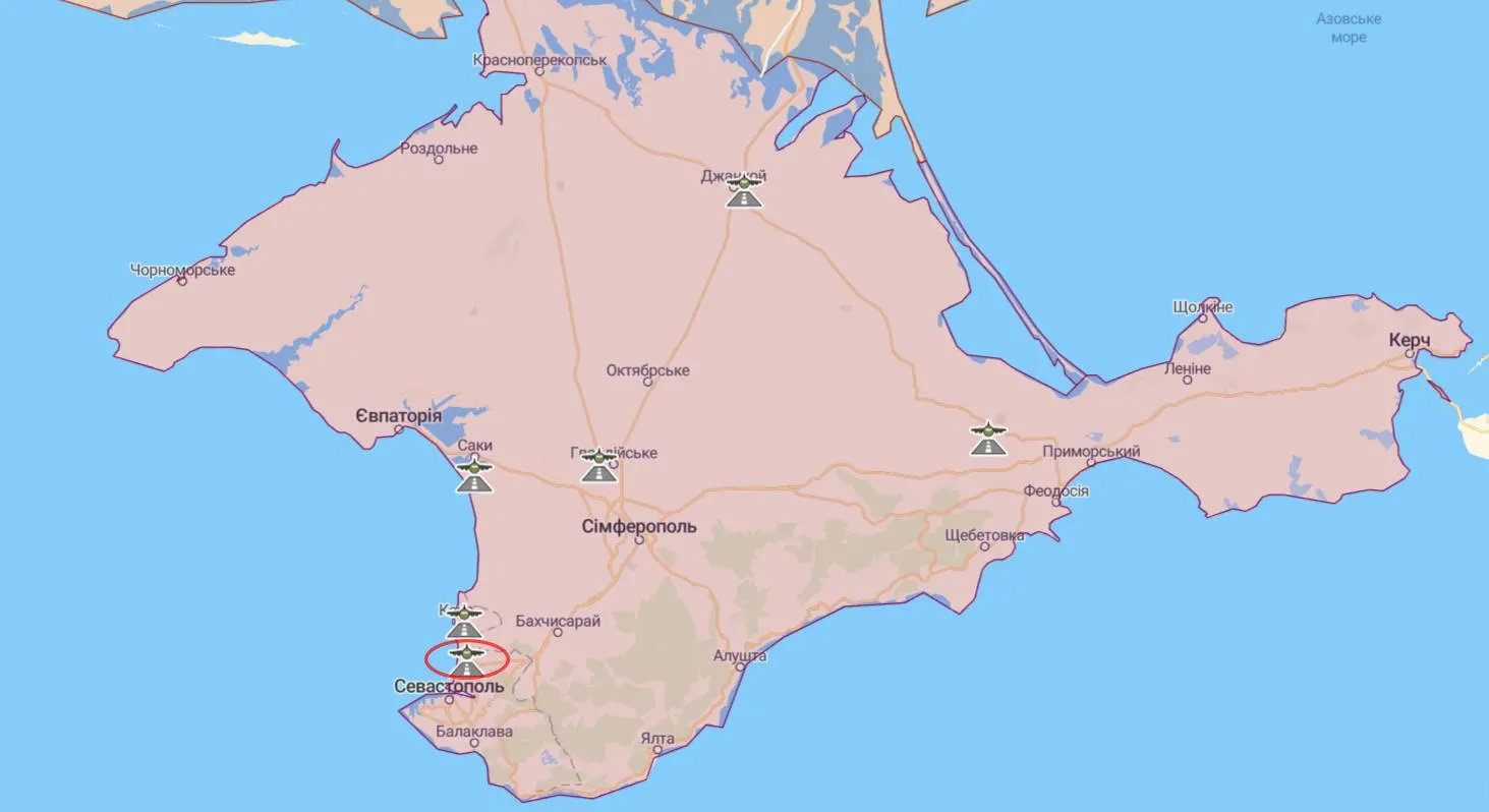 Карта новых взрывов в Крыму