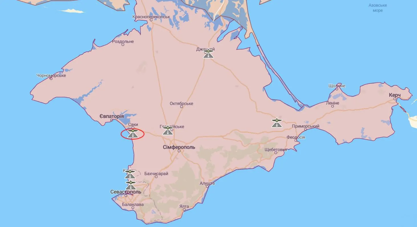 Карта новых взрывов в Крыму