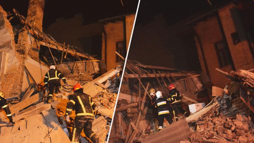 Ночью в центре Львова обрушилась часть жилого дома: жуткие кадры