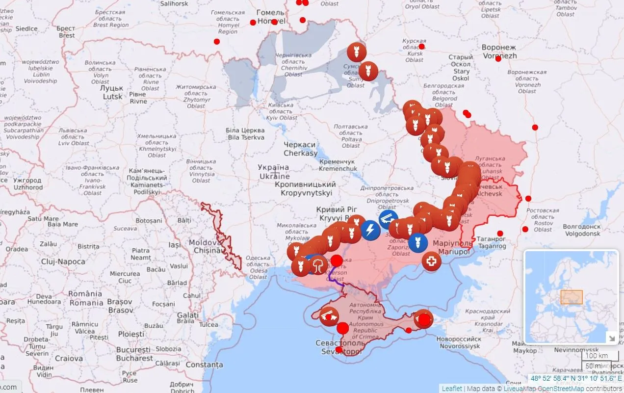 Карта бойових дій станом на 27 серпня