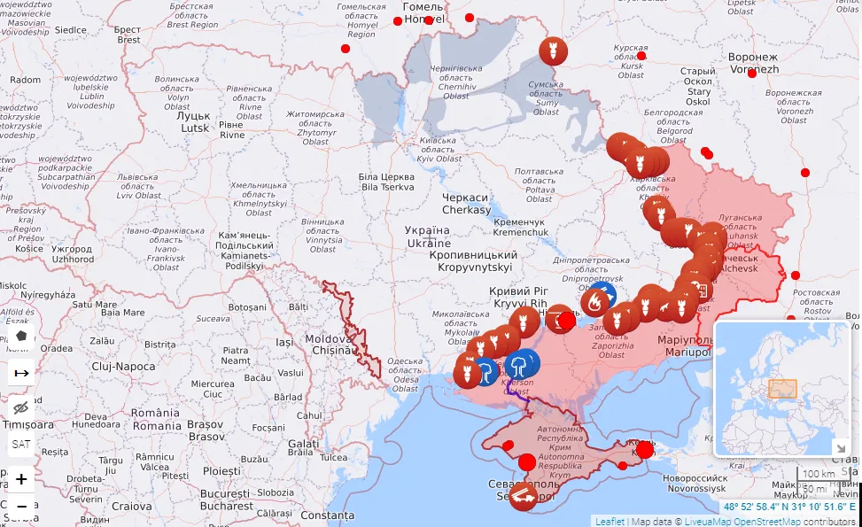Карта бойових дій в Україні Карта бойових дій в Україні
