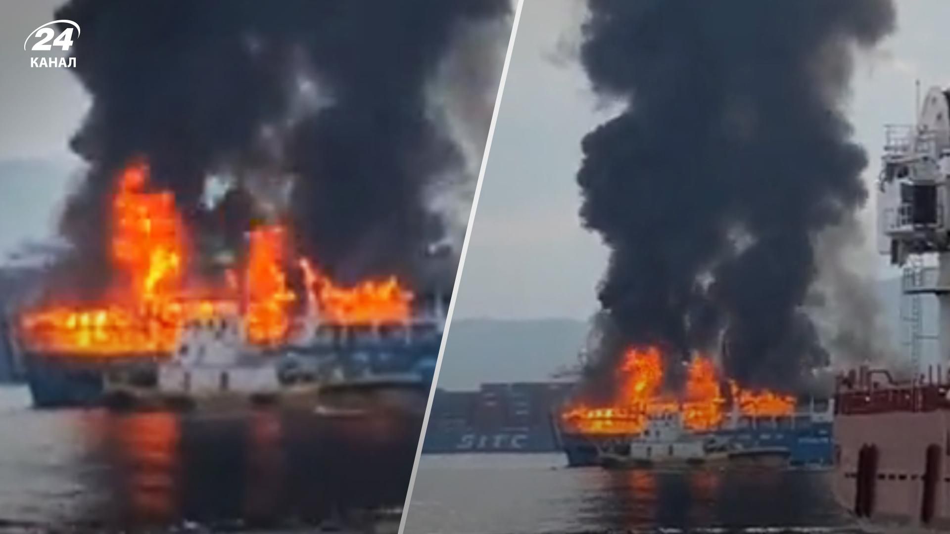 У берегов Филиппин вспыхнуло судно, на борту было 82 человека - жуткие кадры - 24 Канал У берегов Филиппин вспыхнуло судно, на борту было 82 человека - жуткие кадры - 24 Канал