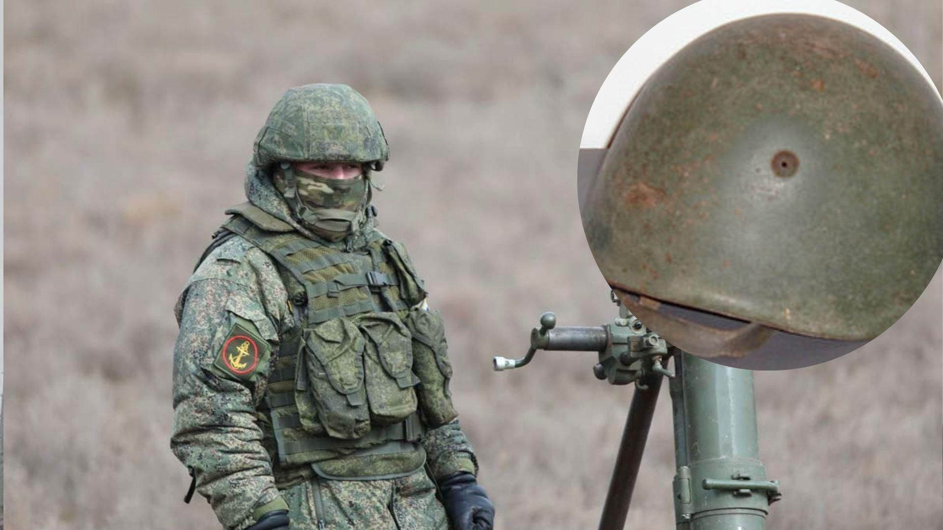 Каска російського окупанта погнулась від ударів кулаком Каска російського окупанта погнулась від ударів кулаком