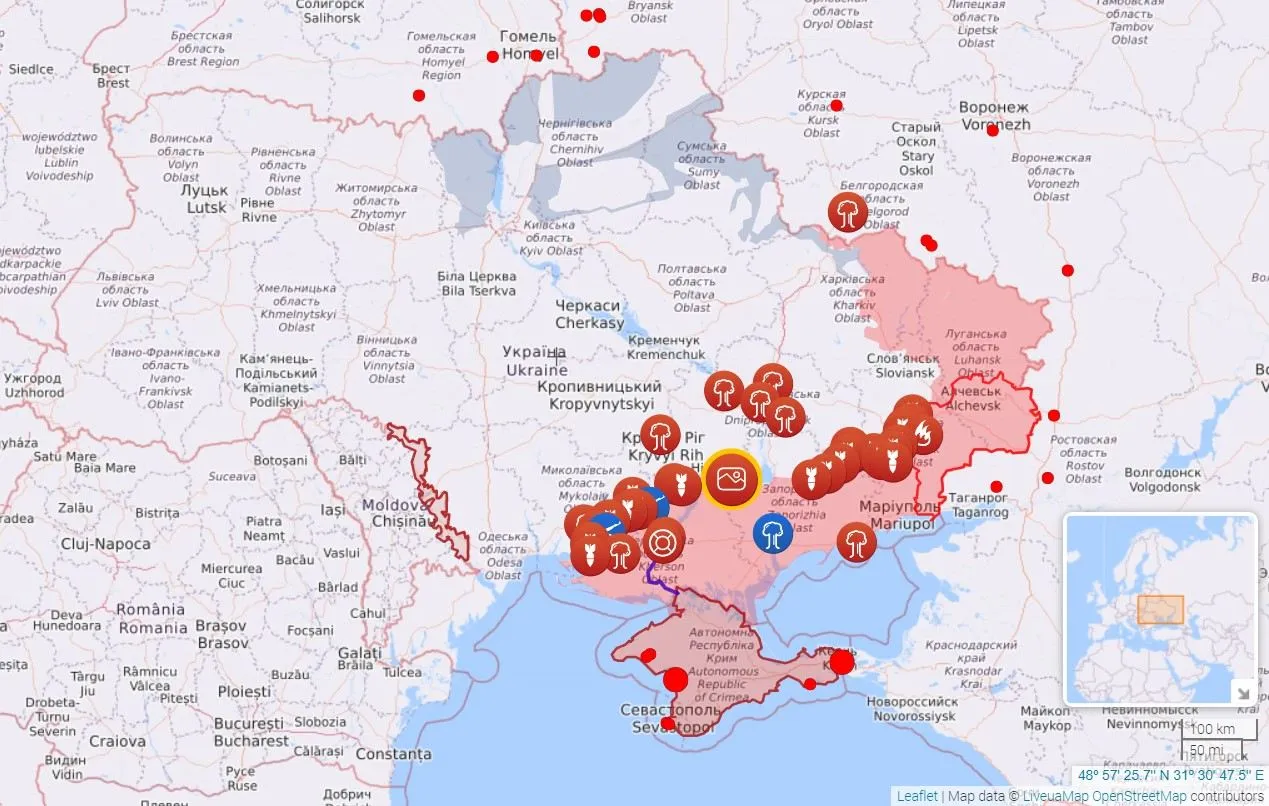 Карта бойових дій станом на 30 серпня