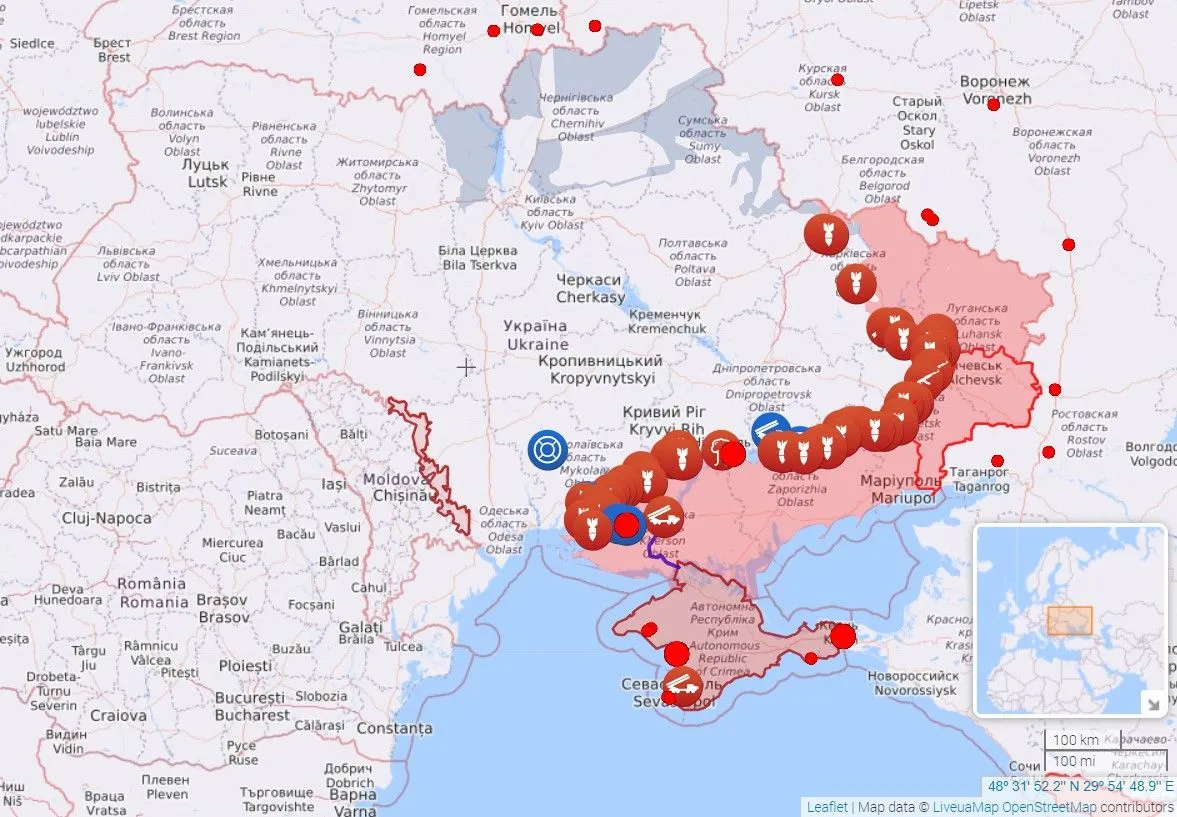 Карта бойових дій станом на 31 серпня