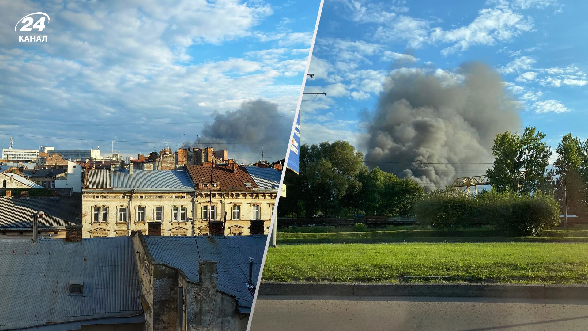 Во Львове в районе автобусного завода произошел масштабный пожар
