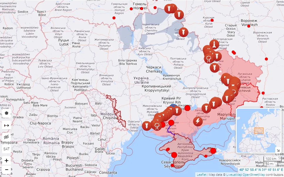 Карта бойових дій в Україні Карта бойових дій в Україні