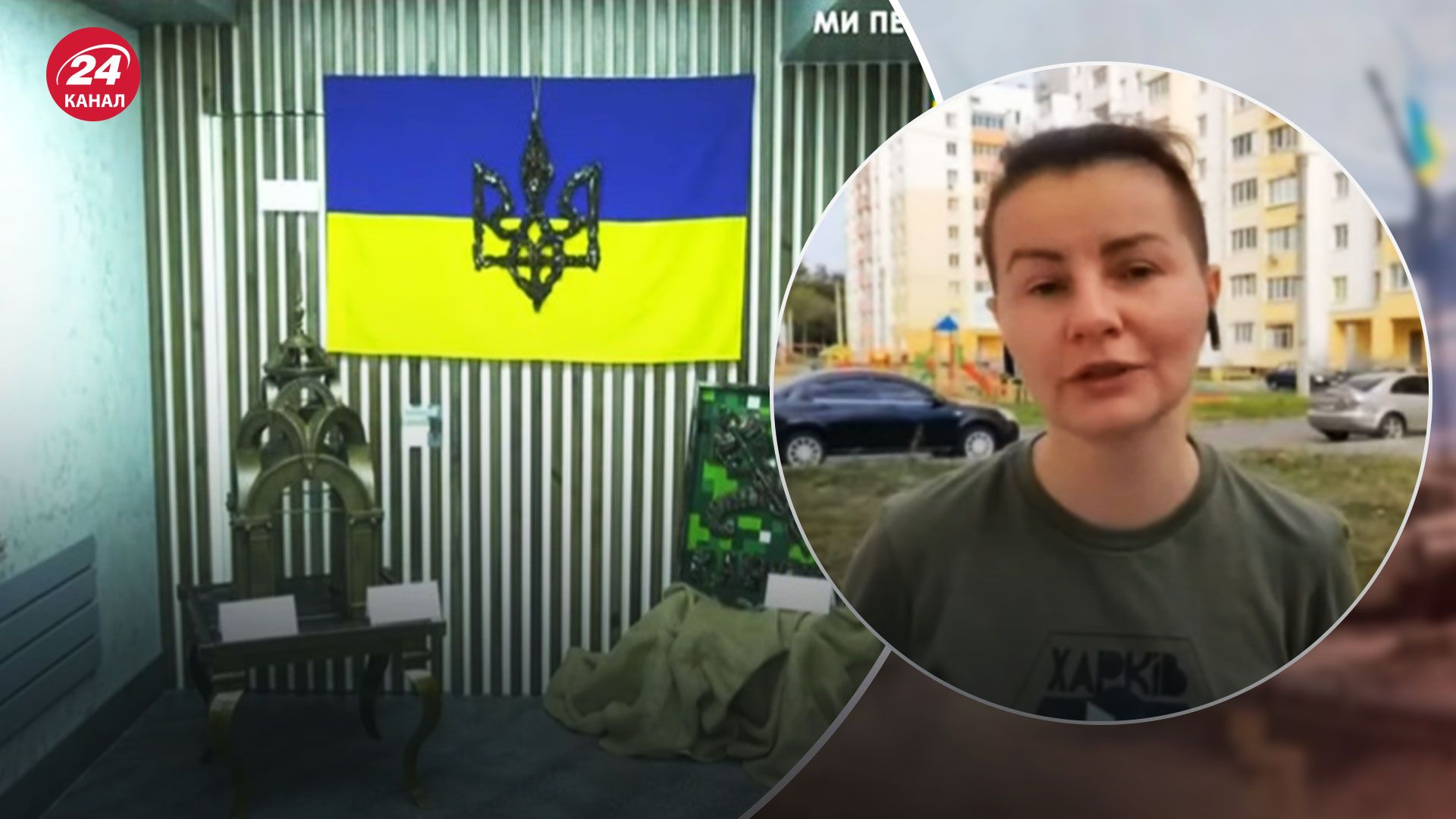 В Харькове сварщик делает скульптуры из обломков снарядов – герб Украины и города