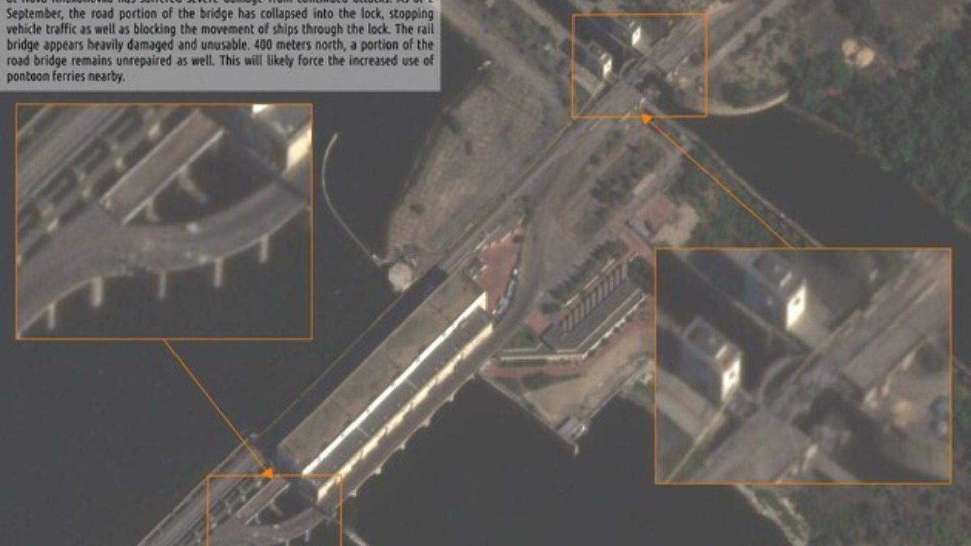 Россияне не могут пользоваться мостами в Новой Каховке Россияне не могут пользоваться мостами в Новой Каховке