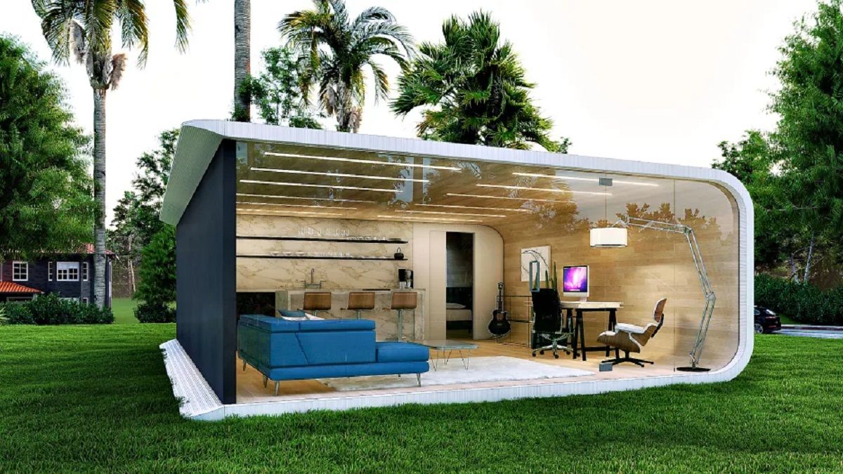 Будинок від Azure з перероблених пластикових пляшок Будинок від Azure з перероблених пластикових пляшок