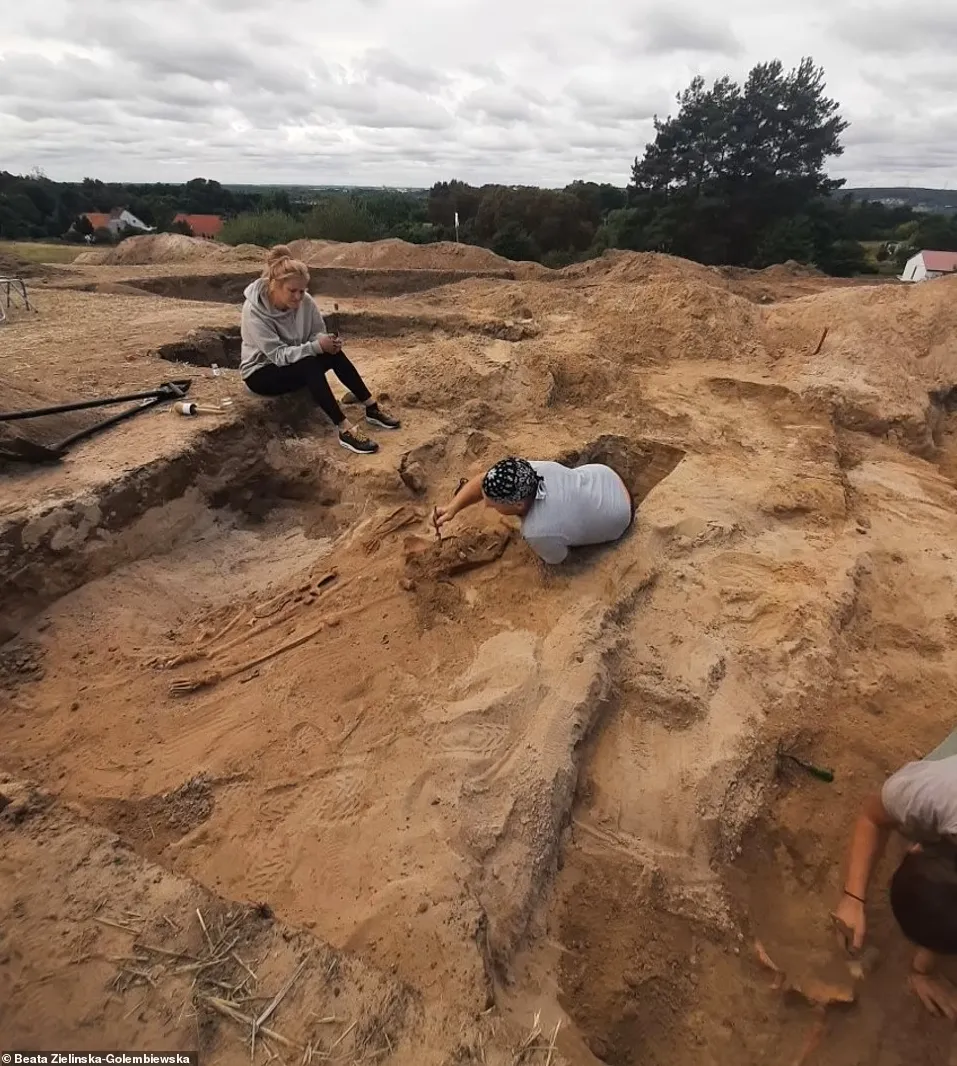 Процес розкопок у селі Пень, Польща