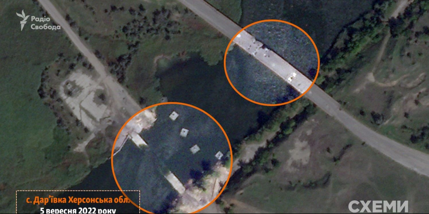 Как выглядит уничтоженный ВСУ понтонный мост через Ингулец Как выглядит уничтоженный ВСУ понтонный мост через Ингулец