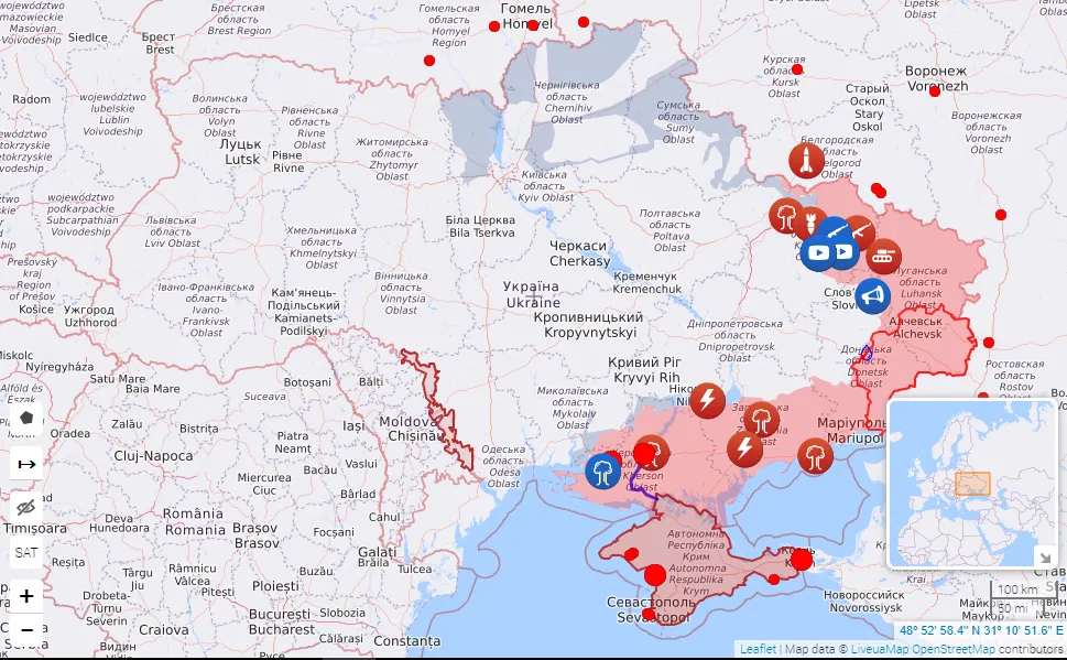 Карта бойових дій в Україні