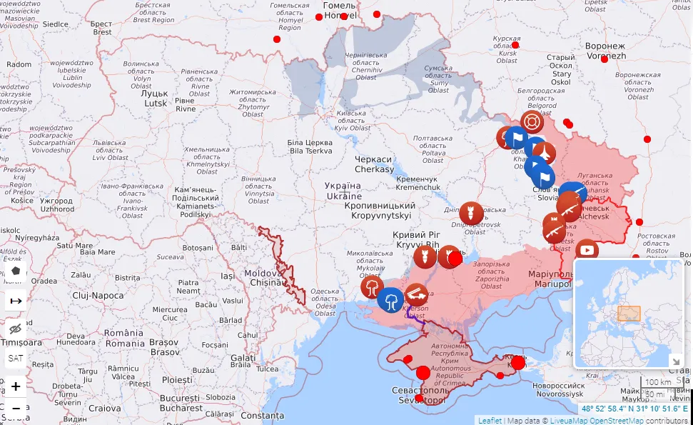 Карта бойових дій в Україні Карта бойових дій в Україні