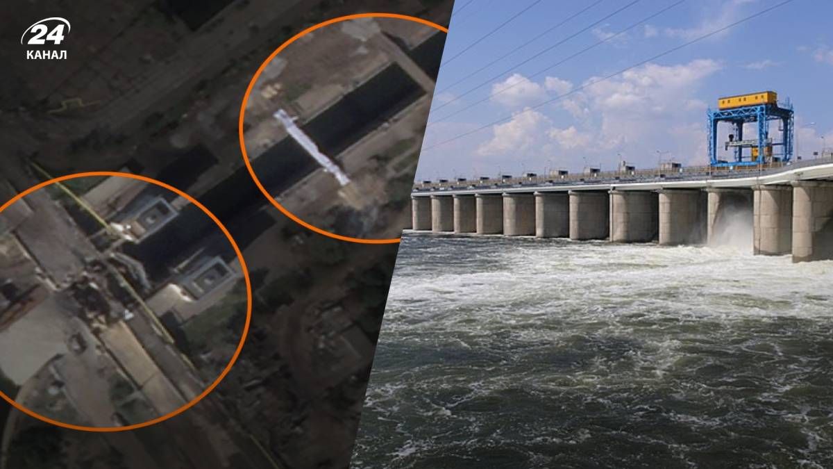 Супутник зафіксував спроби окупантів відбудувати переправу біля Каховської ГЕС Супутник зафіксував спроби окупантів відбудувати переправу біля Каховської ГЕС