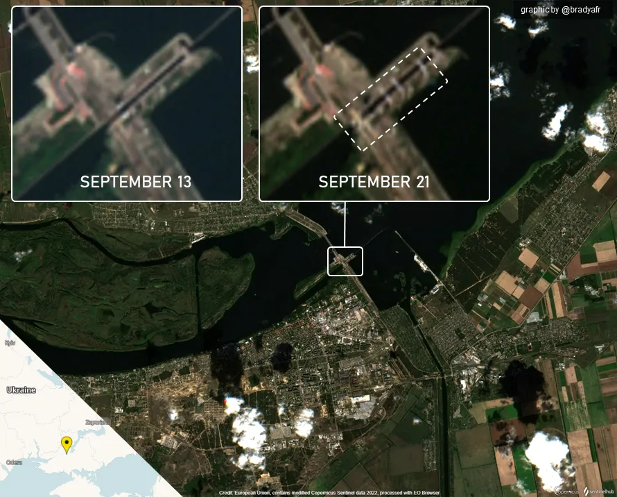Супутникові знімки з Нової Каховки
