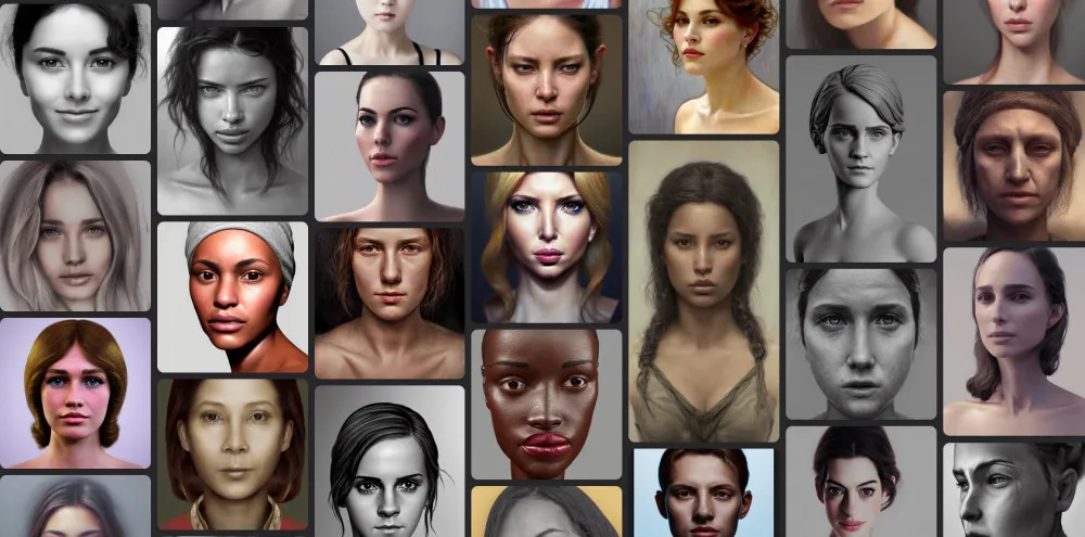 Изображения, созданные искусственным интеллектом, обученным на наборе фотографий реальных женщин