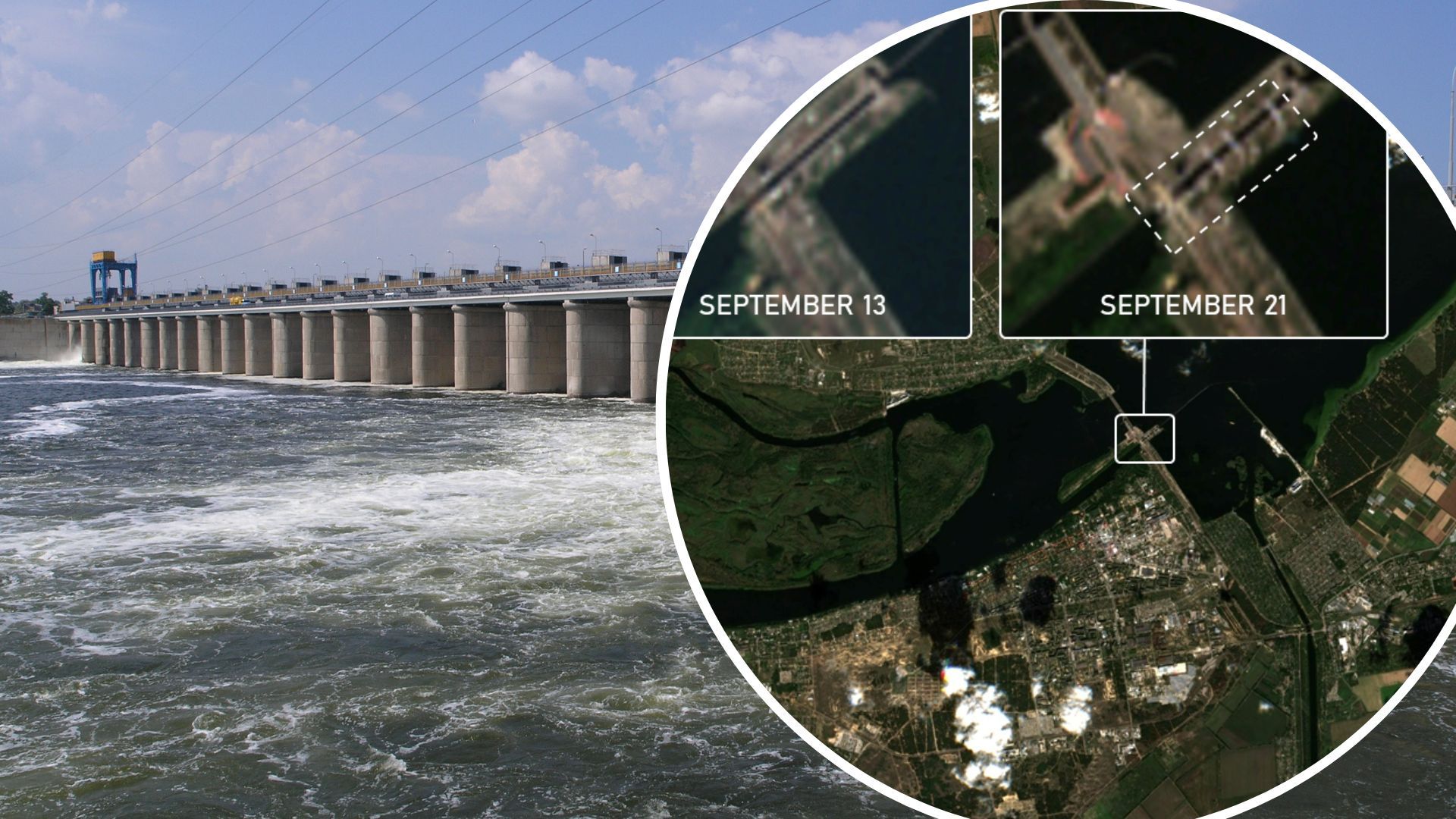 Росіяни намагаються звести нові переправи у Новій Каховці - супутникові знімки Росіяни намагаються звести нові переправи у Новій Каховці - супутникові знімки