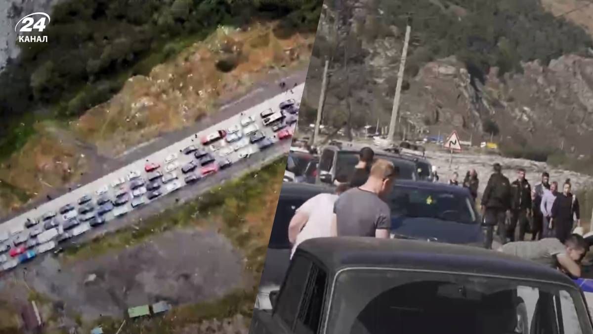 На границе с Грузией огромные очереди из россиян На границе с Грузией огромные очереди из россиян