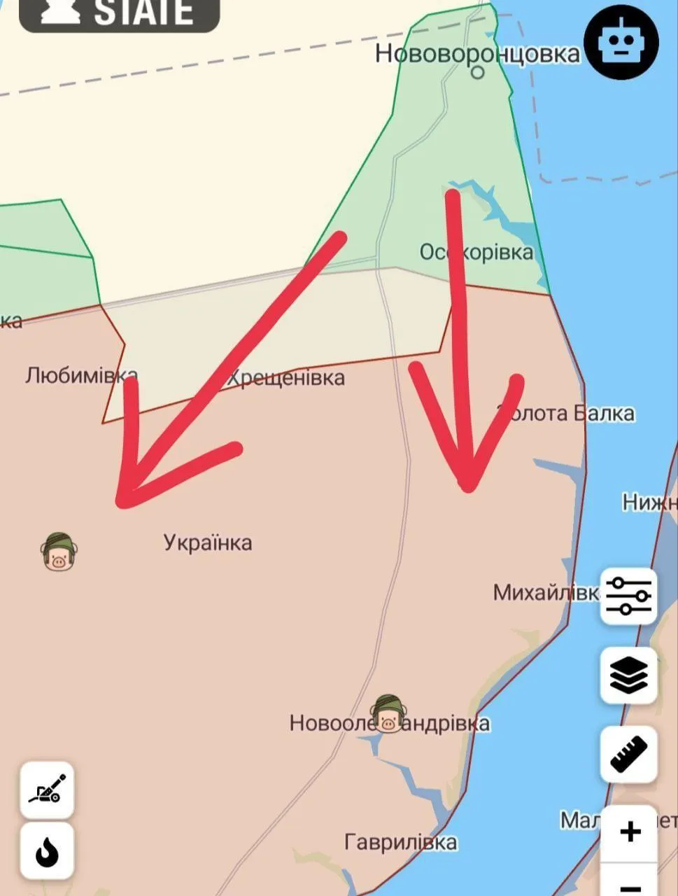 Ймовірні напрямки контрнаступу ЗСУ на Херсонщині Ймовірні напрямки контрнаступу ЗСУ на Херсонщині