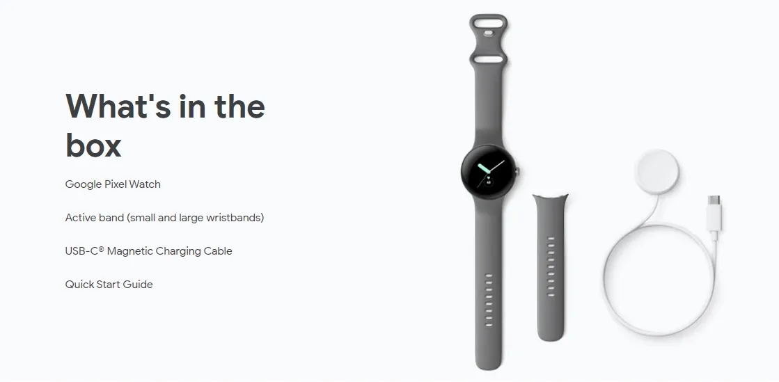 Что в коробке с Pixel Watch Что в коробке с Pixel Watch