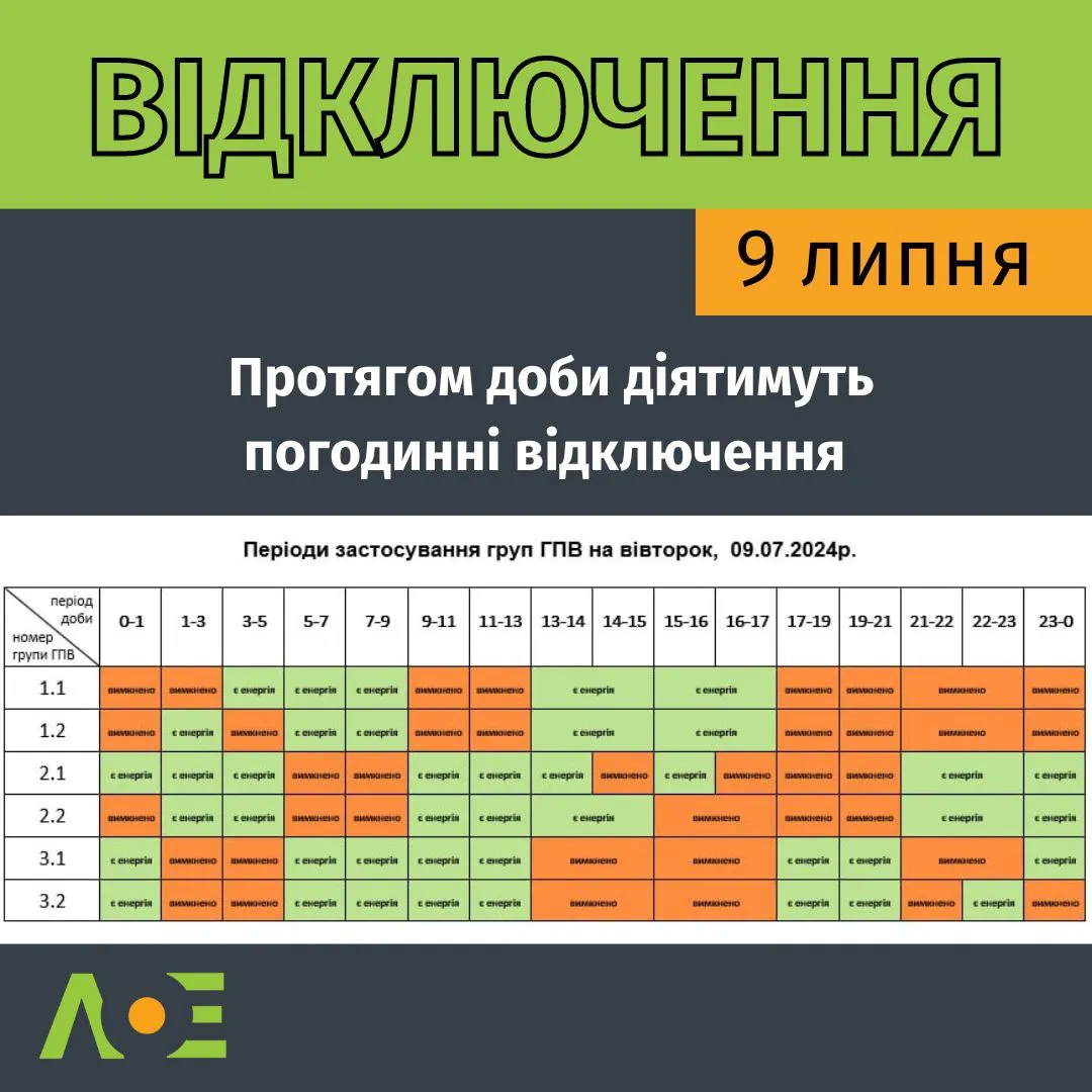 Отключение света - графики почасовых отключений, где не будет света - 24  Канал