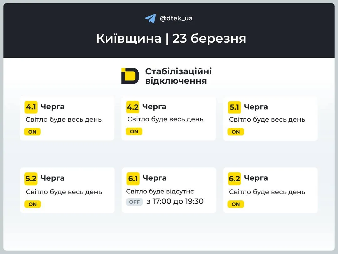 Графіки відключень на Київщині Графіки відключень на Київщині