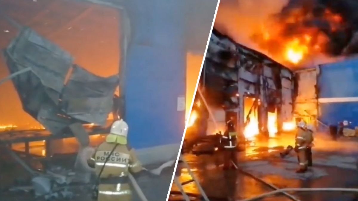 Горит склад с пластиком в Екатеринбурге Горит склад с пластиком в Екатеринбурге