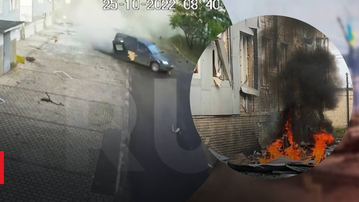 Біля "телекомпанії" пропагандистів у Мелітополі спалахнуло авто: яскраве відео моменту вибуху - 24 Канал