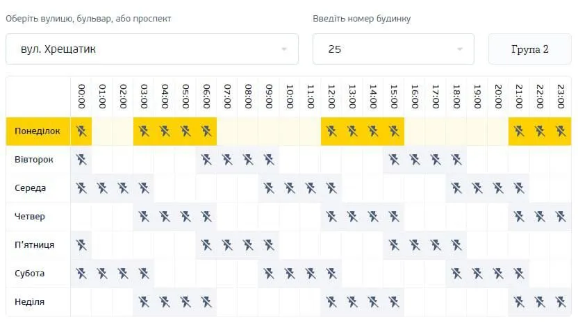 График отключения света в Киеве График отключения света в Киеве