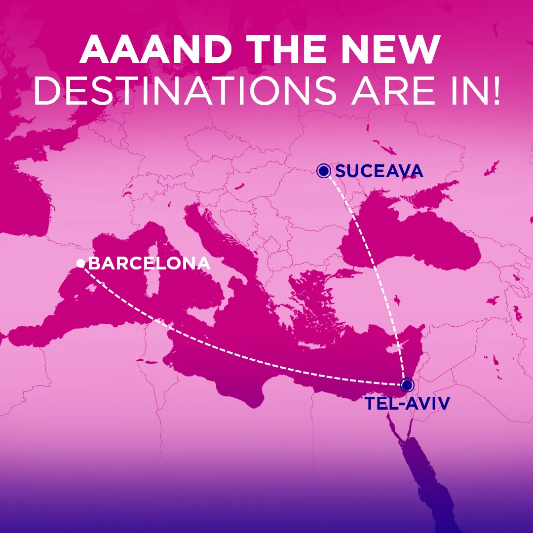 Wizz Air відкриє 2 нові рейси з Тель-Авіва в Сучаву та Барселону
